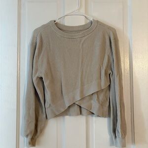 Beige Ribbed Knit Sweater